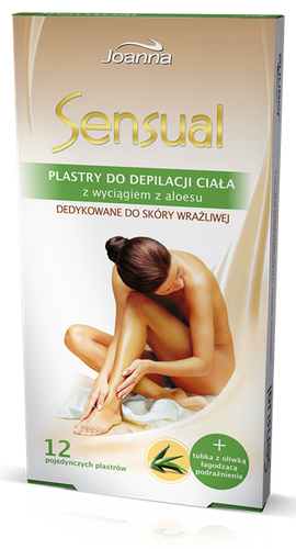 Joanna Sensual Plastry do Depilacji Ciała dla Skóry Wrażliwej Aloes 12 Sztuk