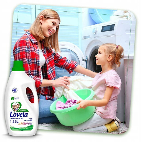 Lovela Family Hipoalergiczny Płyn do Prania do Kolorów dla Dzieci powyżej 1 Roku Życia 1,85L 