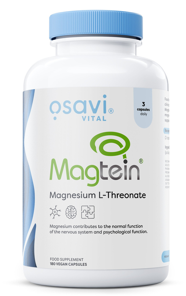 Osavi Magtein Magnesium L-threonate Highly Absorbable Form of Magnesium for Brain and Nervous System 180 Vegan Caps