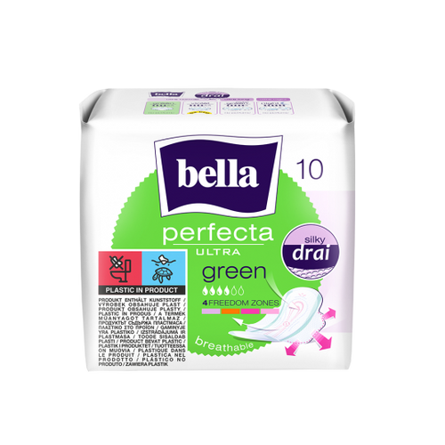 Bella Perfecta Ultra Green Silky Drai Sanitary Pads 10 Pieces
