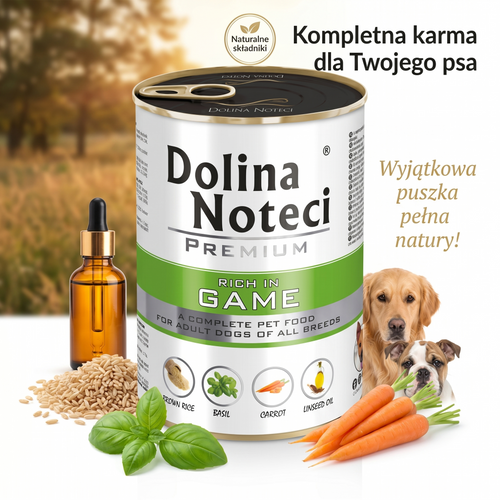 Dolina Noteci Premium Mokra Karma z Dziczyzną dla Dorosłych Psów Wszystkich Ras 400g