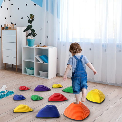 AIYAPLAY 11-Piece Stepping Stones for Kids, Stackable Sensory Toys Outdoor Indoor, Obstacle Course for Balance and Motor Skills