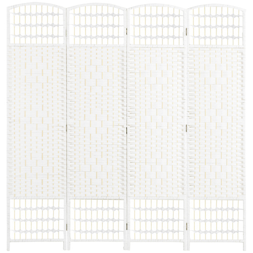 HOMCOM 4 Panel Folding Room Divider, Privacy Screen, Freestanding Paravent Partition Separator for Living Room, Bedroom and Office, 160 x 170cm, White