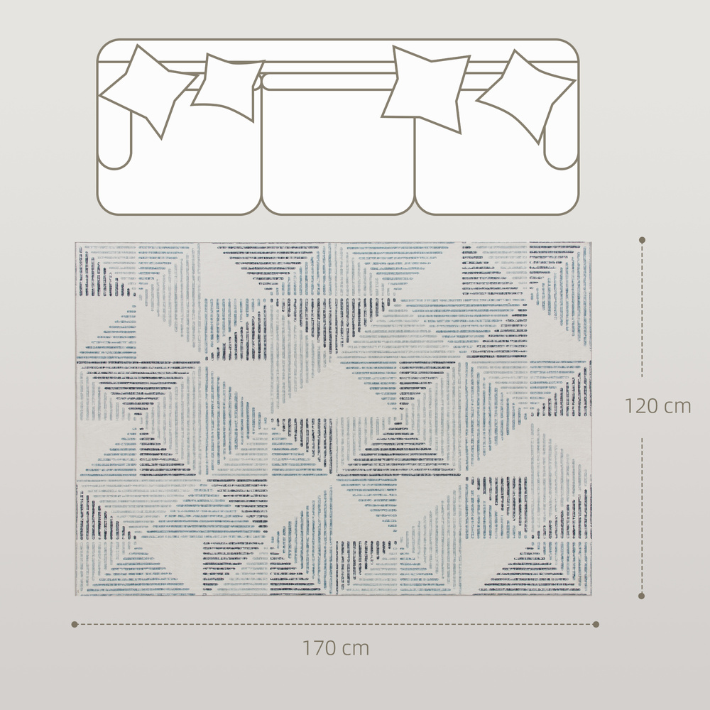 HOMCOM Modern Area Rug, Geometric Pattern Non-Slip Washable Rug, Soft Floor Carpet for Living Room, Bedroom, Dining Room, Home Office, 170 x 120 cm, Multi-Coloured