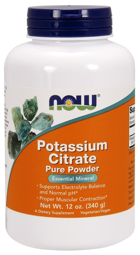 Now Foods Potassium Citrate Pure Powder Cytrynian Potasu Puder Wspomaga Skurcze Mięśni 340g