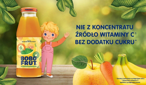 Bobo Frut Nektar Jabłko Banan Marchewka dla Niemowląt po 6. Miesiącu 300ml