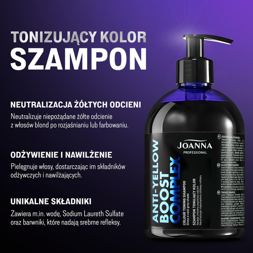 Joanna Professional Anti Yellow Boost Complex Toning Shampoo Gray Color 500ml