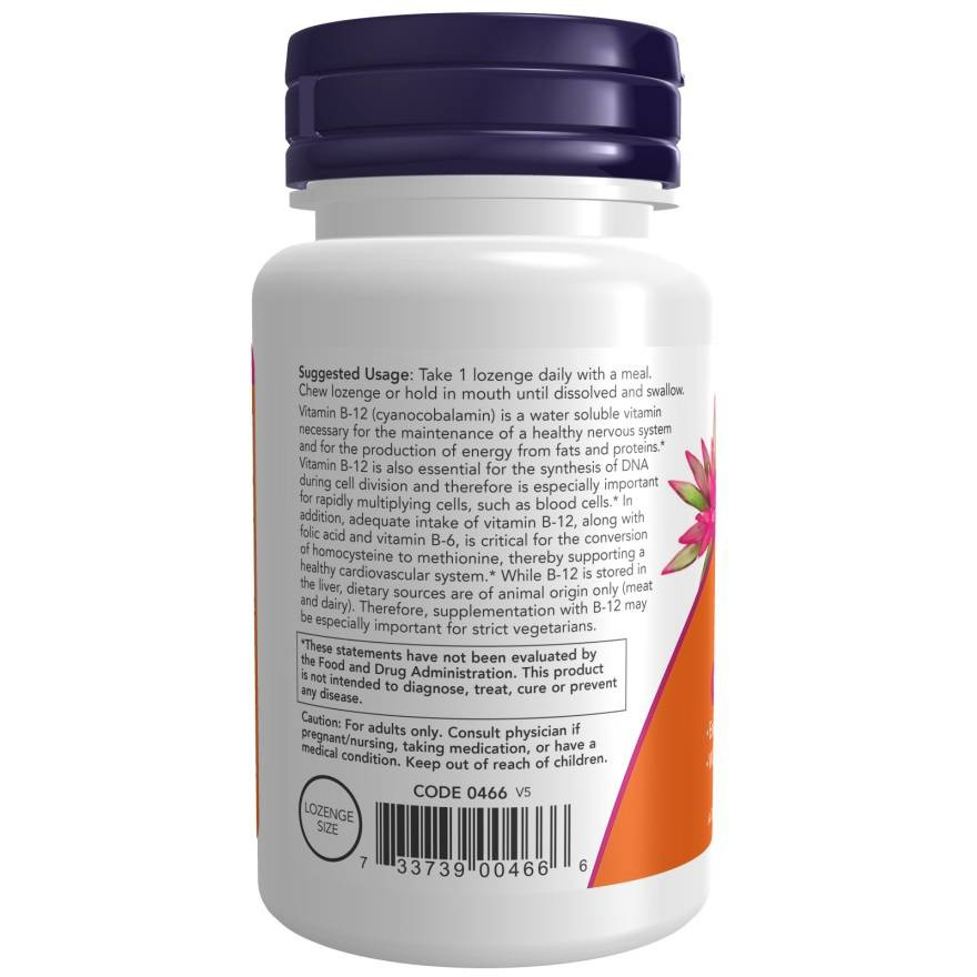 Now Foods Vitamin B-12 1000mcg Supports Cardiovascular System 100 Lozenges