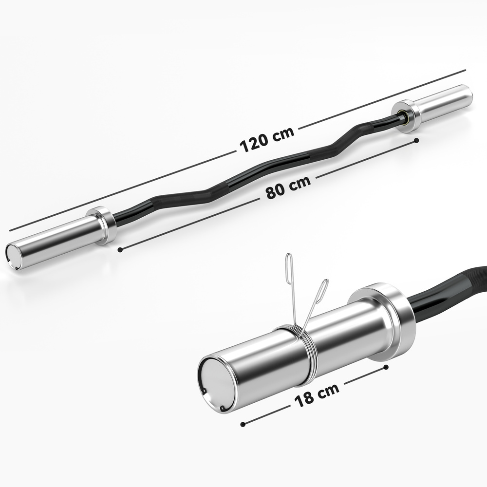 SPORTNOW 120cm EZ Barbell Bar for 5cm Weight Plates, with Spring Clips, 8kg