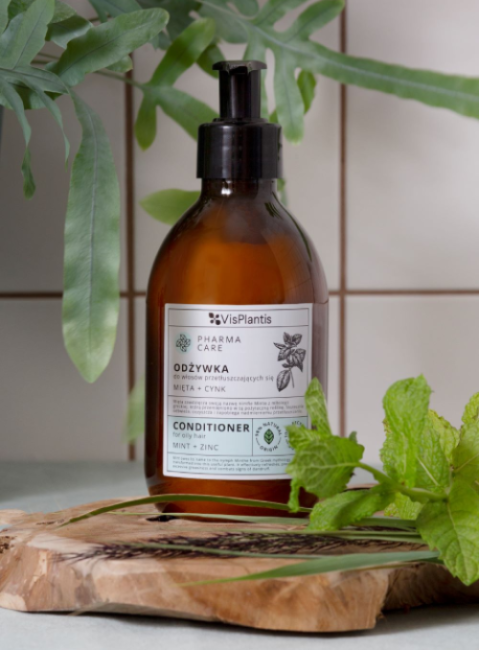 Vis Plantis Pharma Care Mięta + Cynk Odżywka dla Włosów Przetłuszczających się 300ml Best Before 22.02.26