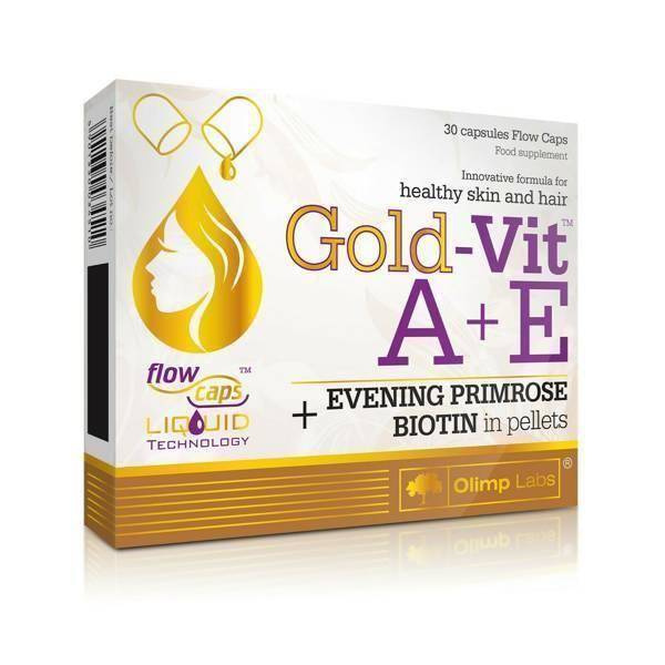 Gold - Vit A + E z wiesiołkiem i biotyną dla zdrowej skóry i włosów 30 kapsułek
