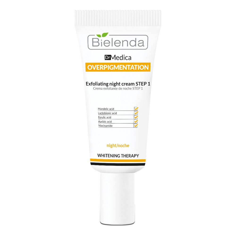 Bielenda Dr Medica Overpigmentation Złuszczający Krem Krok 1 z Kwasem Ferulowym Migdałowym i Azelainowym na Noc 30ml