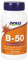Now Foods Vitamin B-50 Wspiera Układ Nerwowy 100 Tabletek