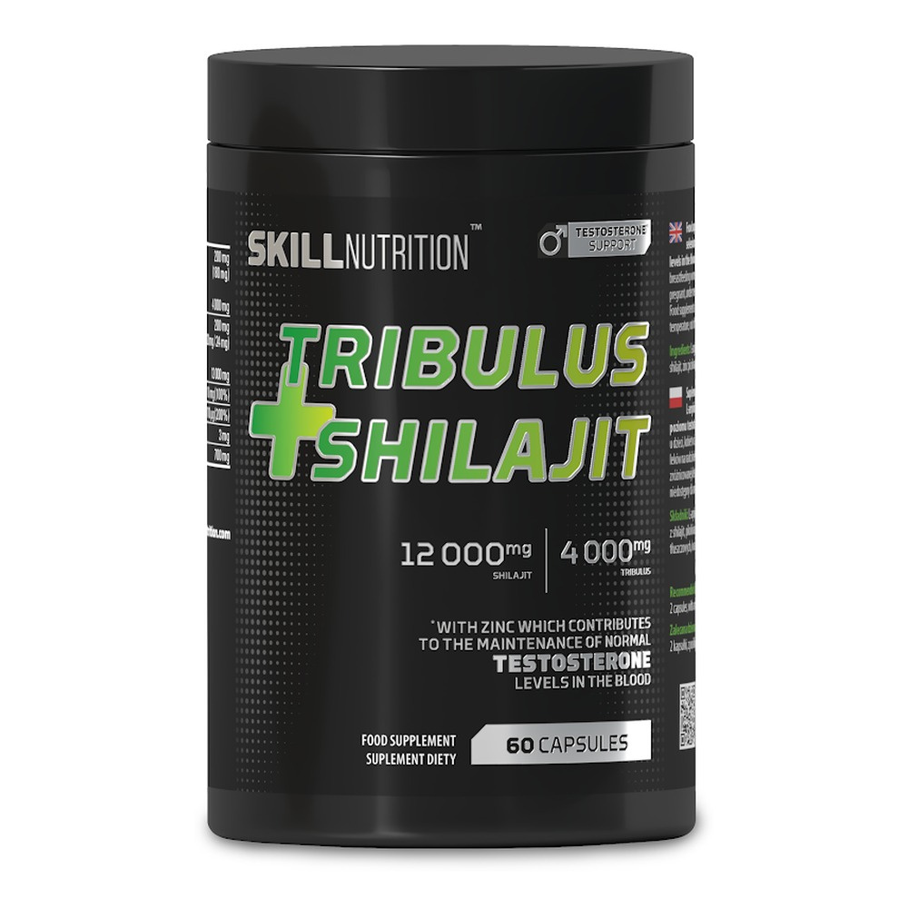 Skill Nutrition Tribulus + Shilajit Supplement For Vitality and Testosterone Levels 60 Vegan Caps