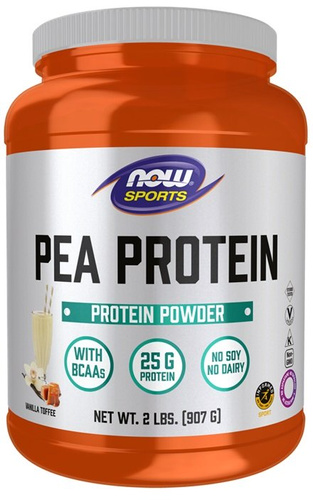 NOW Foods Białko Grochowe Wanilia Toffi NOW Sports Izolat Białka Dla Odżywienia po Treningu 907g