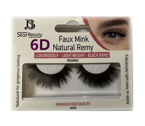 Star Beauty Natural Remy Hair Eyelashes 6D Full Volume and Soft Reusable SEF08