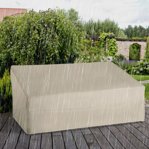Outsunny 600D Oxford Cloth Garden Furniture Cover Waterproof, 3 Seater Sofa Protector for Patio, Outdoor, Beige, 218 x 111 x 63-101 cm