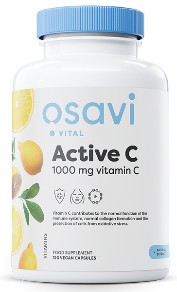 Osavi Active C 1000mg Vitamin C Wspomaga Układ Odpornościowy Kości Redukuje Uczucie Zmęczenia 120 Kapsułek