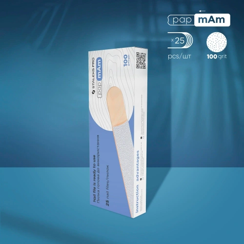 Staleks Pro PapmAm Expert 22 Disposable White Files On Wooden Base 100 Grit 25pcs