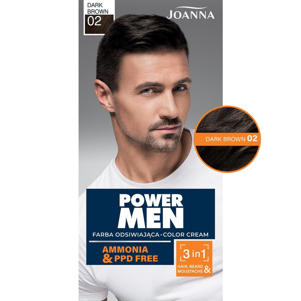 Joanna Power Men Color Cream 3in1 Hair Dye for Men No. 02 Dark Brown 1 Piece
