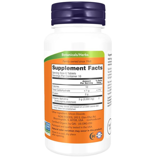 Now Foods Spirulina 500mg Supports Circulatory System Immune System & Detoxification 500 Tablets