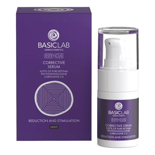 BasicLab Correcting Serum with Retinal 0.07% Phytosphingosine and Carnosine 2.0 Reduction and Stimulation for Problematic Skin 15ml