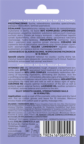 Eveline Hand & Nail TherapyLipidowa Maska-Ratunek do Rąk i Paznokci dla Suchych Dłoni i Łamliwych Paznokci 7ml