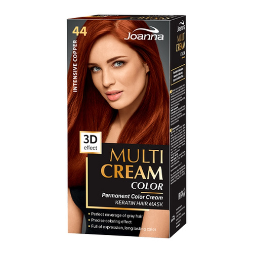 Joanna Multi Cream Color 3D Effect Hair Dye with Long-Lasting Effect No. 44 Intense Copper 1 Piece
