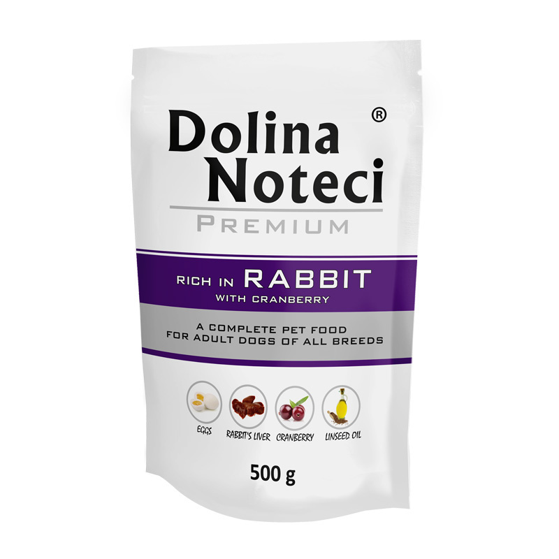 Dolina Noteci Premium Mokra Karma z Królikiem i Żurawiną dla Dorosłych Psów Wszystkich Ras 500g
