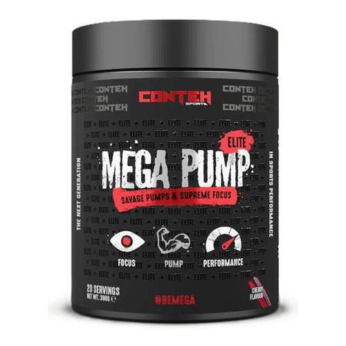 Conteh Sports Mega Pump Elite Non-Stimulant Pre-Workout Powder, Cherry 390g
