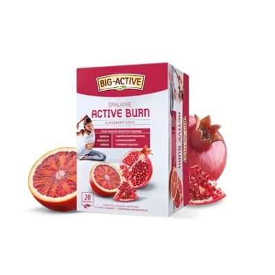 Big Active Active Burn Herbata Ziołowo-Owocowa na Spalanie Tłuszczu z Granatem i Hibiskusem 20x2g
