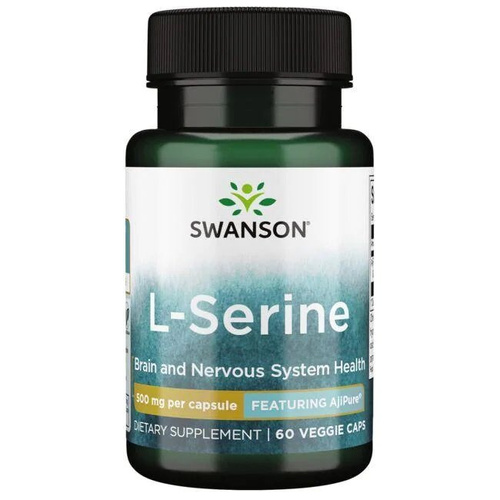 Swanson L-Serine 500mg Wspomaga Pracę Układu Nerwowego 60 Kapsułek