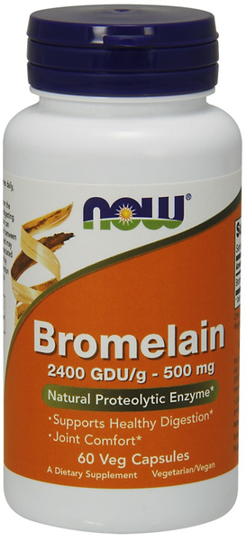 NOW Foods Bromelaina 500mg Na Zdrowe Trawienie i Komfort Stawów 60 Kapsułek