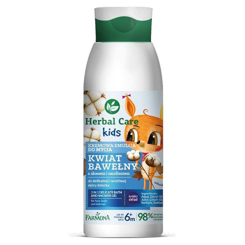 Herbal Care Kids Kremowa Emulsja do Mycia Delikatnej i Wrażliwej Skóry Dziecka od 6 Miesiąca 400ml