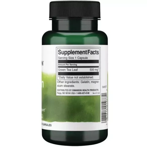 Swanson Green Tea 500mg Zielona Herbata 100 Kapsułek