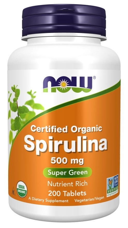 Now Foods Spirulina 500mg Wspiera Układ Krążenia Immunologiczny i Detoksykację 200 Tabletek