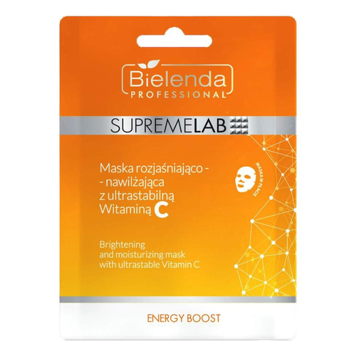 Bielenda SupremeLab Energy Boost Maseczka Rozświetlająco-Nawilżająca z Ultrastabilną Witaminą C 1 Sztuka