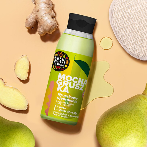 Tutti Frutti Mocna Gruszka Ujędrniający Olejek do Kąpieli i pod Prysznic Gruszka i Imbir + Detox Shot Mg 400ml