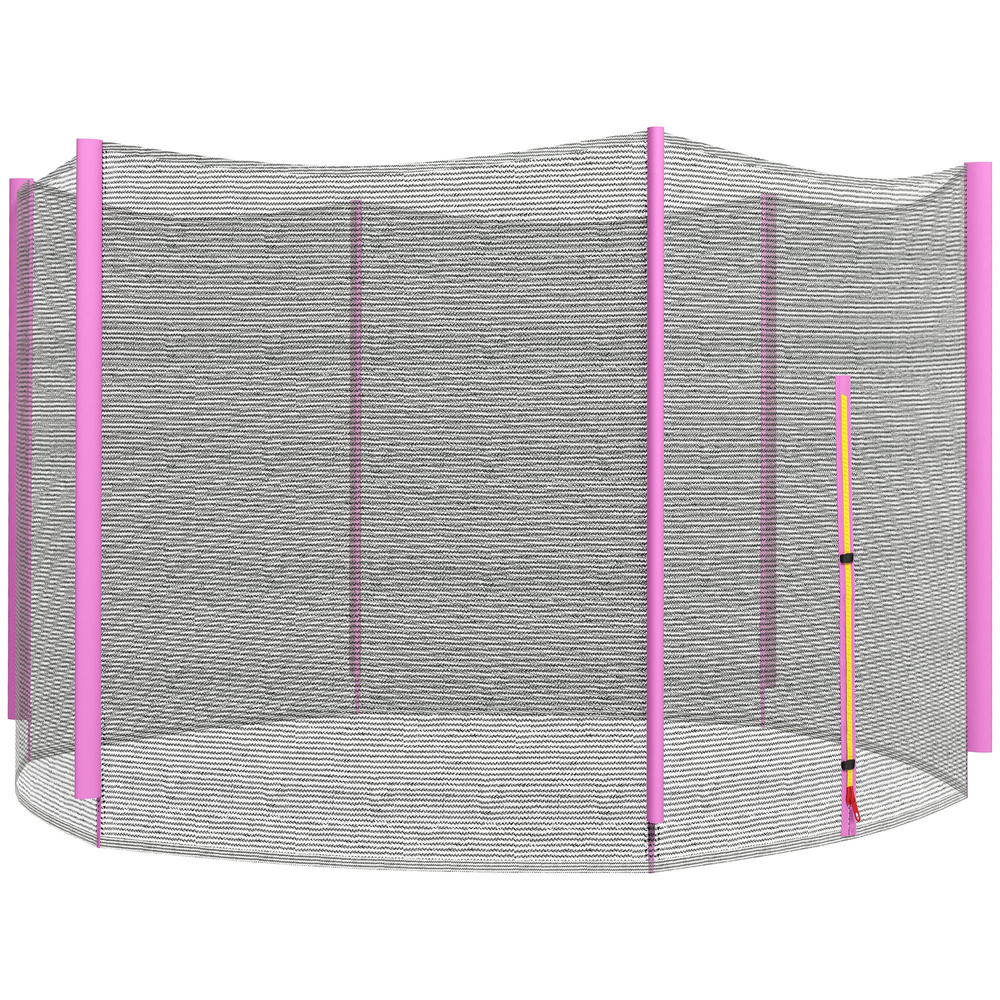 SPORTNOW 10ft Trampoline Net Replacement with 6 Plastic Pole Covers, Weather-Resistant Trampoline Netting Replacement with Zipped Entrance, Poles Not Included, Pink