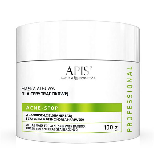 Apis Professional Acne Stop Algae Mask with Bamboo Green Tea and Dead Sea Black Mud for Acne Prone Skin 100g
