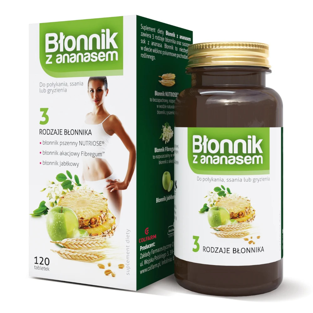 Colfarm Błonnik z Ananasem dla Prawidłowej Diety 120 Tabletek