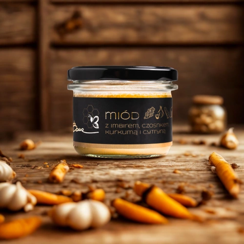 Bona Miód z Imbirem Cytryną Kurkumą Czosnkiem Naturalny Pyszny Smak 245g