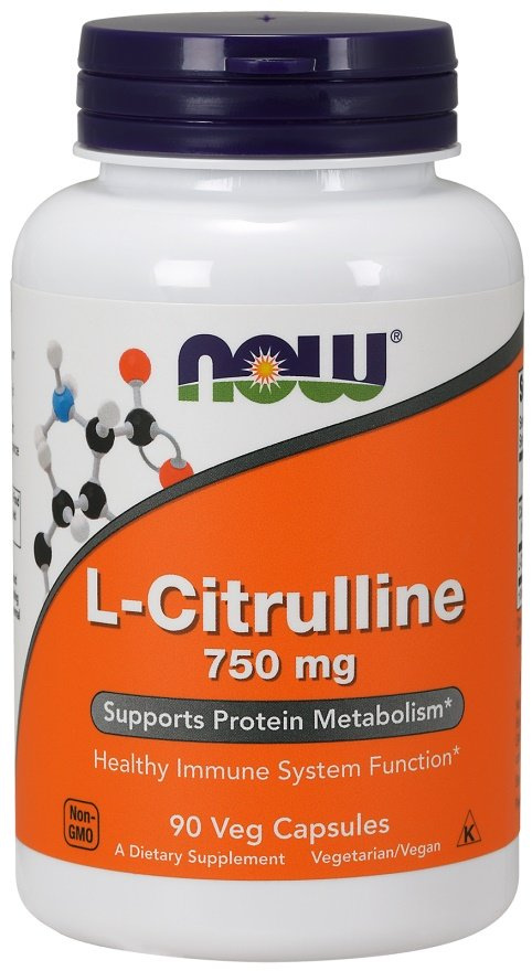 NOW Foods L-Citrulline 750mg Wsparcie Wydolności i Regeneracji Mięśni 90 Kapsułek