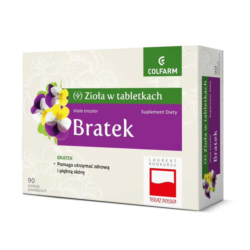 Colfarm Zioła w Tabletkach Bratek Zdrowa Piękna Skóra 90 Tabletek