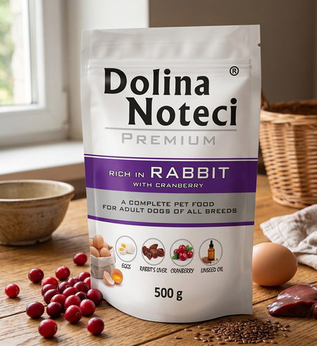 Dolina Noteci Premium Mokra Karma z Królikiem i Żurawiną dla Dorosłych Psów Wszystkich Ras 500g