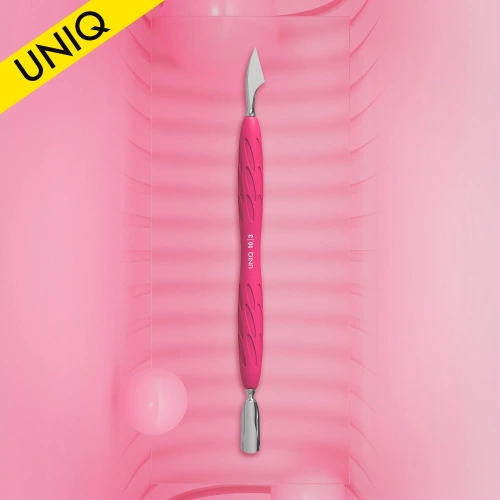 Staleks Pro UNIQ 10 Type 3 Gummy Silicone-Handle Manicure Pedicure Pusher Rounded Narrow Pusher And Hatchet Cleaner 1pc