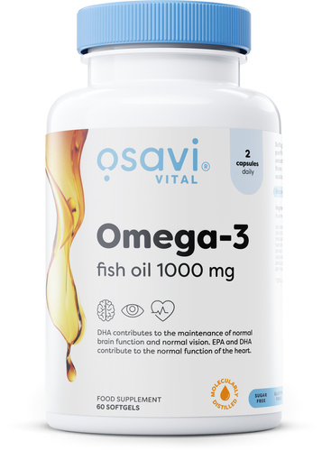 Osavi Omega-3 Fish Oil Molecularly Distilled 1000mg For Heart and Brain Support 60 Softgels