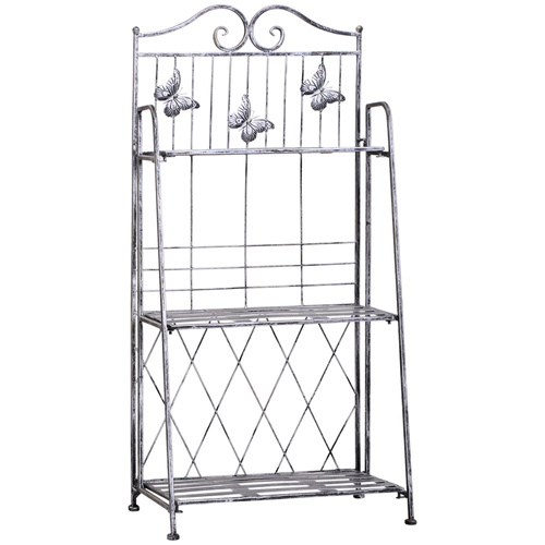 Outsunny 3 Tier Plant Stand Indoor Outdoor, Metal Plant Shelf Flower Display Rack for Potted Plants Garden Balcony Decor, 44 x 25 x 96 cm