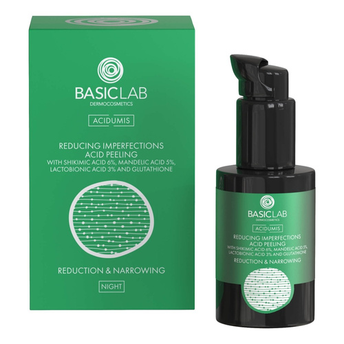BasicLab Acid Peeling Reducing Imperfections with 6% Shikimic Acid 5% Mandelic Acid 3% Lactobionic Acid Reduction and Narrowing 30ml
