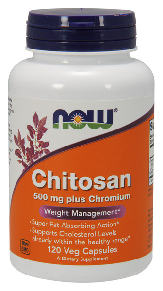 NOW Foods Chitosan 500mg Plus Chromium For Weight Management and Cholesterol Support 120 Vcaps